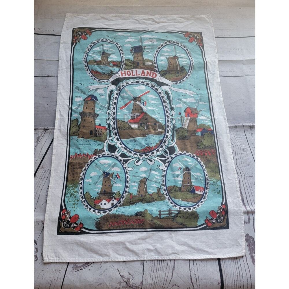 1980s Holland Theme Cotton Tea Towel Wall Decor